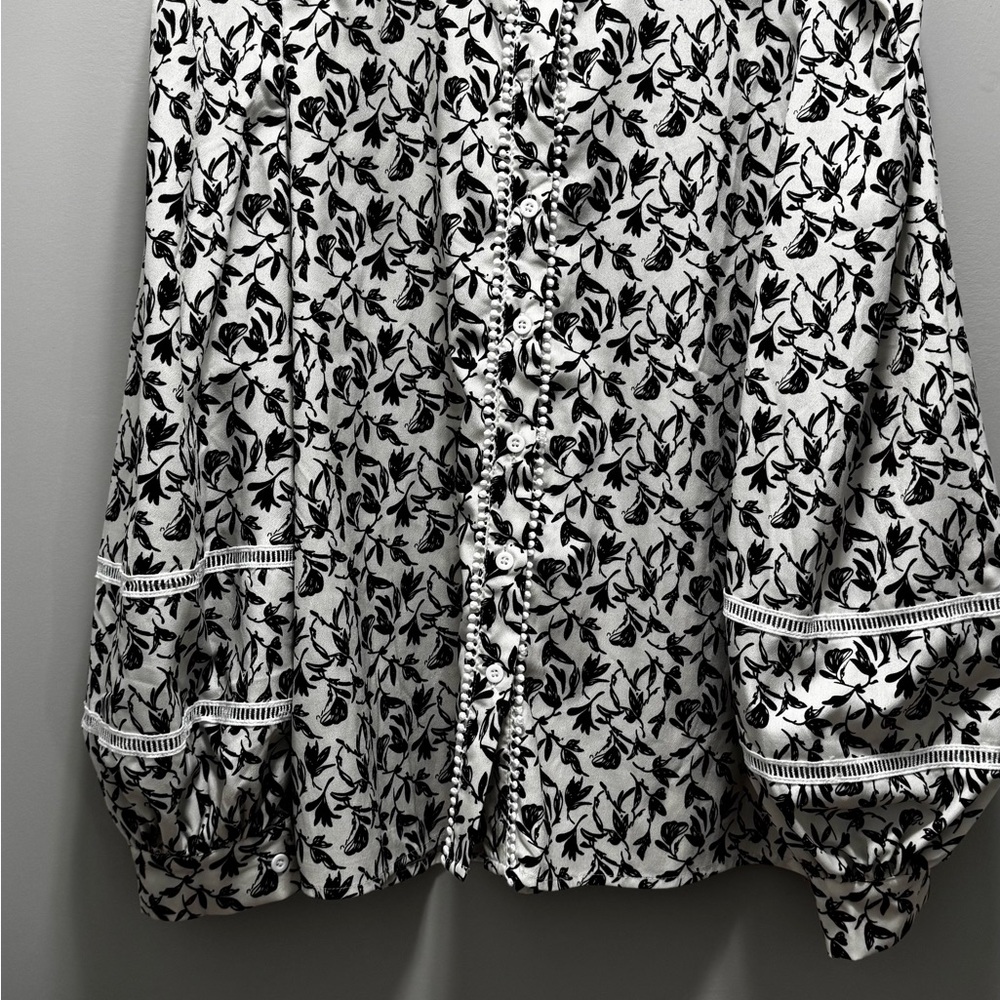 Black and White Floral Blouse